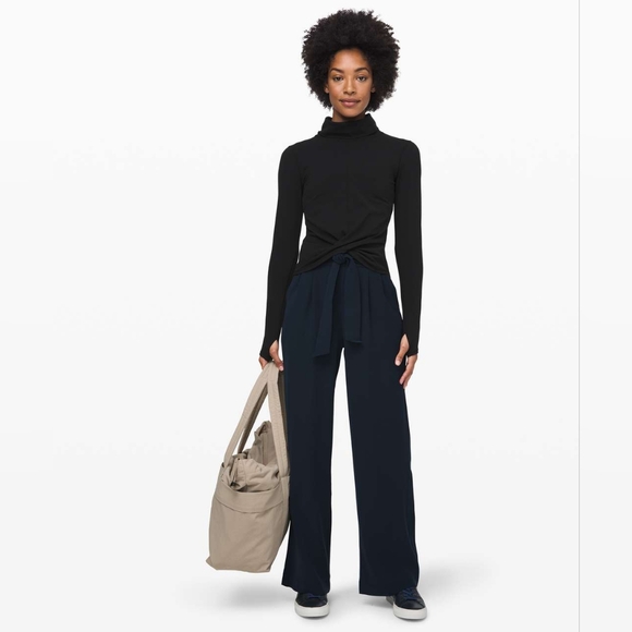 lululemon athletica Pants - Lululemon Noir Navy Tie-Waist Wide-Leg